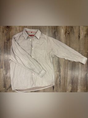 Signum Corduroy-esque Long-Sleeve Dress Shirt in Light Beige
